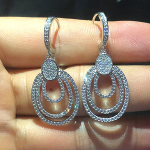 Silver Dangle Earrings 925 Simulated Diamond Statement Jewelry