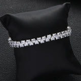 Geometric Heart CZ Cuff Bracelets for Women