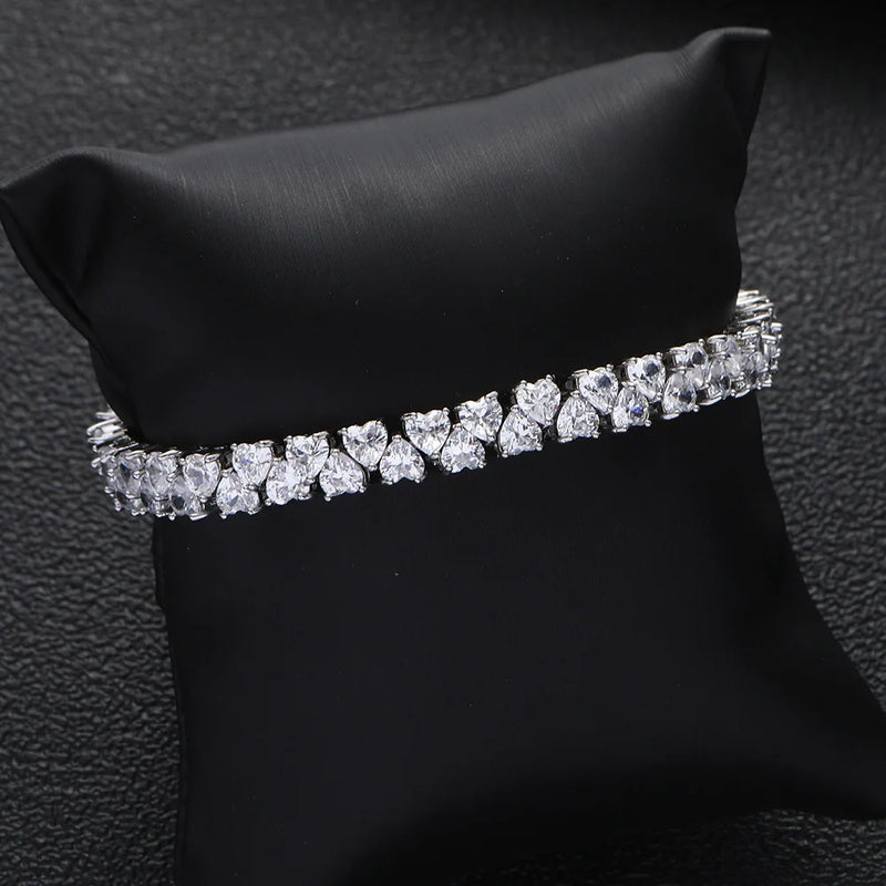 Geometric Heart CZ Cuff Bracelets for Women
