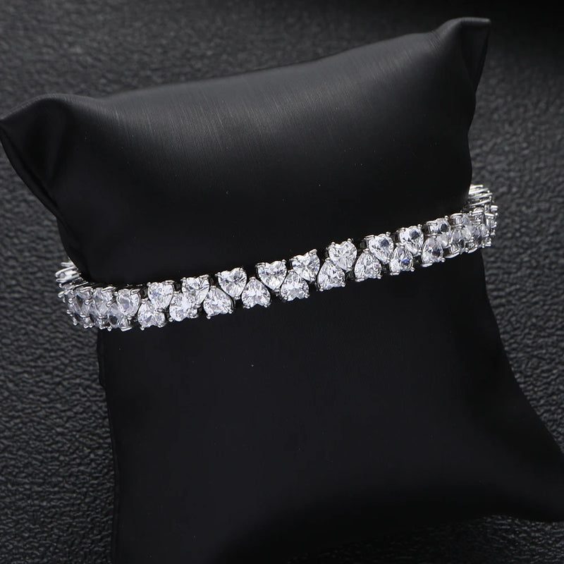 Geometric Heart CZ Cuff Bracelet Candy Colors Bohemian Femme Jewelry