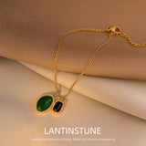 Green Rhinestone Pendant Anklet for Women Foot Chain Beach Jewel