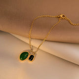 Green Rhinestone Pendant Anklet for Women Foot Chain Beach Jewel