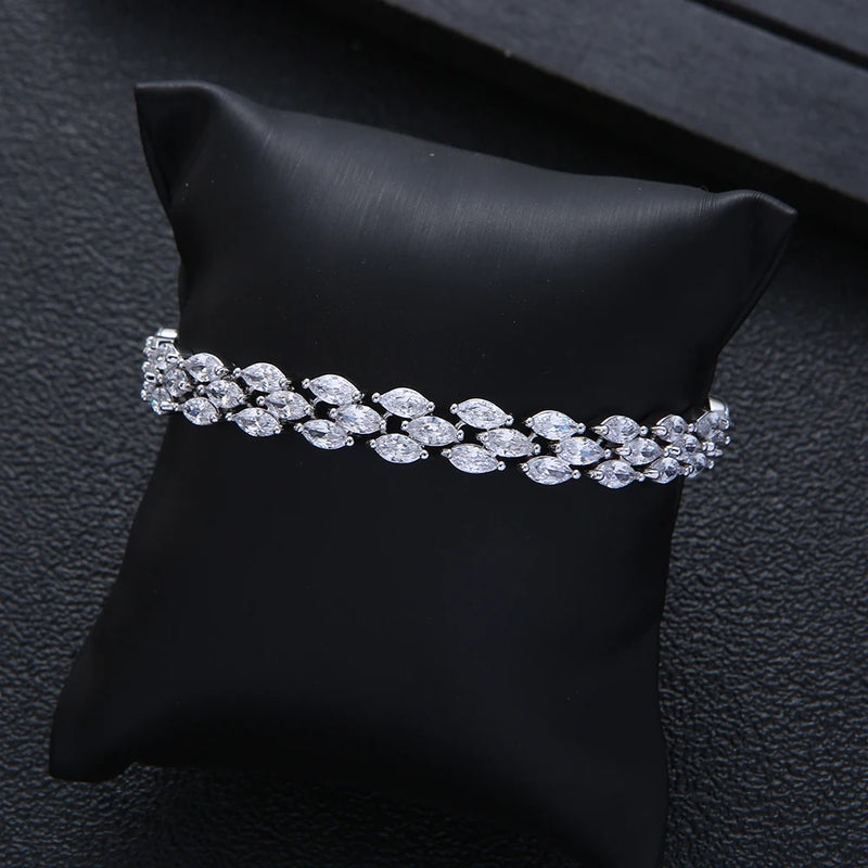 Geometric Marquise CZ Cuff Bracelets for Women