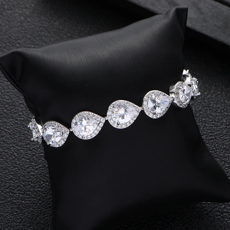 CZ Geometric Water Drop Cuff Bracelet for Wedding S0584
