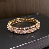 Geometric Zircon Cuff Bangles Pink Green Crystal Bracelets