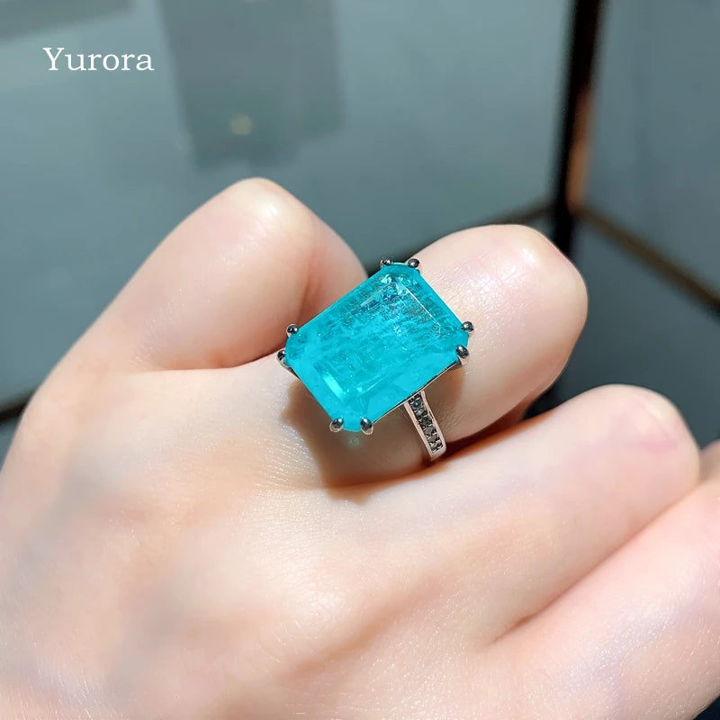Adjustable Green Paraiba Tourmaline Ring CZ
