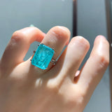 Adjustable Green Paraiba Tourmaline Ring CZ