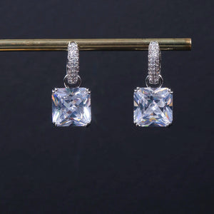 Colorful Square Zirconium Hoop Earrings