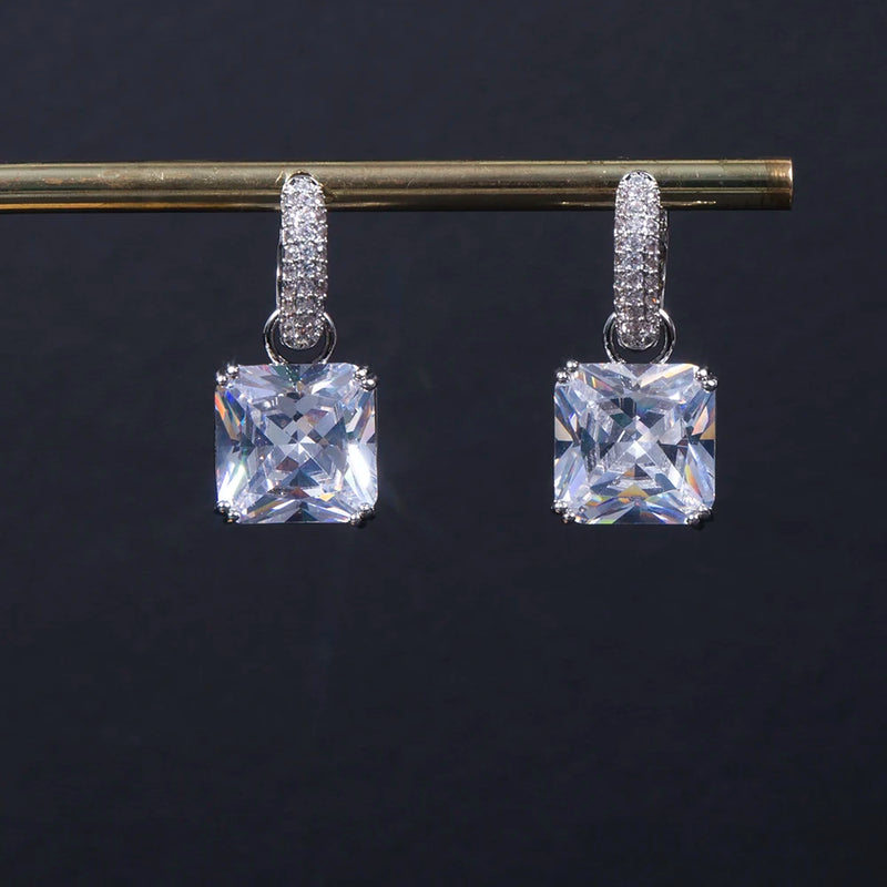 Colorful Square Zirconium Hoop Earrings
