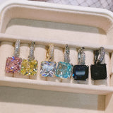 Colorful Square Zirconium Hoop Earrings