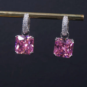 Colorful Square Zirconium Hoop Earrings