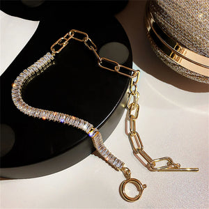 Geometry Crystal Necklace Punk Pendant Choker Christmas Party Jewelry Gift