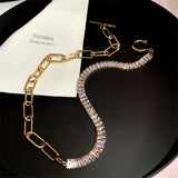 Geometry Crystal Necklace Punk Pendant Choker Christmas Party Jewelry Gift
