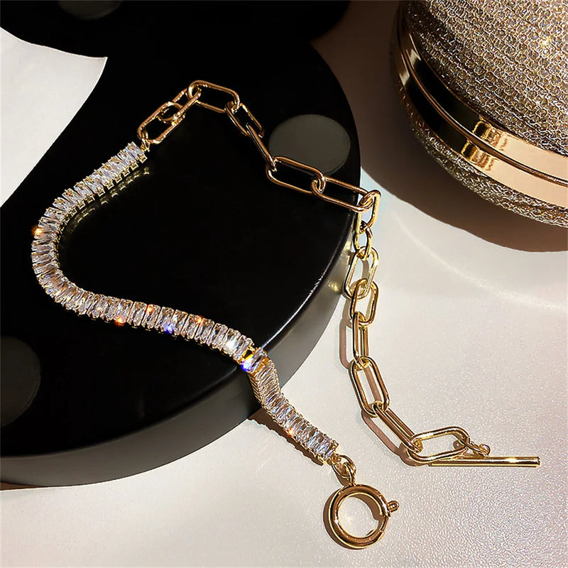 Geometry Crystal Necklace Punk Pendant Choker Christmas Party Jewelry Gift