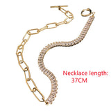 Geometry Crystal Necklace Punk Pendant Choker Christmas Party Jewelry Gift