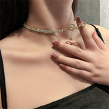 Geometry Crystal Necklace Punk Pendant Choker Christmas Party Jewelry Gift