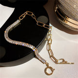 Geometry Crystal Necklace Punk Pendant Choker Christmas Party Jewelry Gift