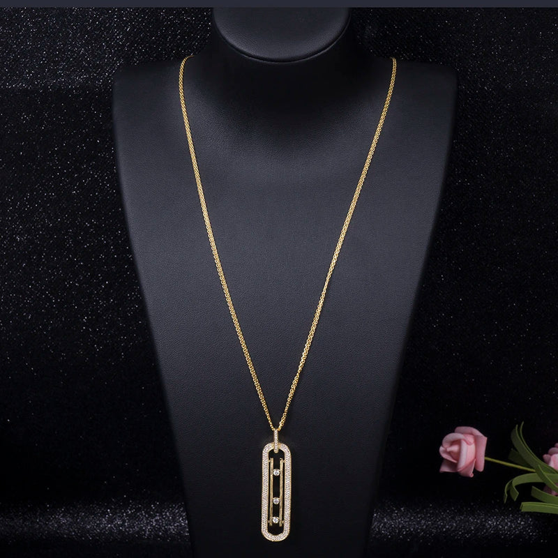 Geometry Link Cubic Zircon Pendant Necklace