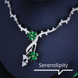 Green Cubic Zirconia Flower Pendant Necklace for Women