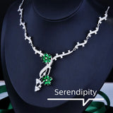 Green Cubic Zirconia Flower Pendant Necklace for Women
