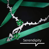 Green Cubic Zirconia Flower Pendant Necklace for Women