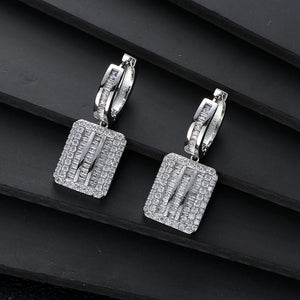 Square Zircon Hoop Earrings For Women Wedding CZ Bridal Earring