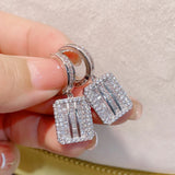 Square Zircon Hoop Earrings For Women Wedding CZ Bridal Earring