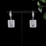 Square Zircon Hoop Earrings For Women Wedding CZ Bridal Earring
