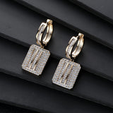 Square Zircon Hoop Earrings For Women Wedding CZ Bridal Earring