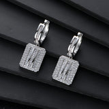 Square Zircon Hoop Earrings For Women Wedding CZ Bridal Earring