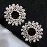 Zircon Circle Round Brooch Copper Lapel Pin Office Jewelry