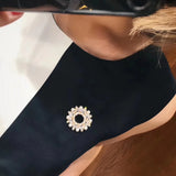 Zircon Circle Round Brooch Copper Lapel Pin Office Jewelry