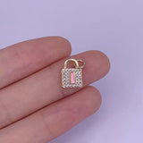 Enamel Neon Charm Heart Key Lock Pendant Zircon Jewelry Making