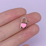 Enamel Neon Charm Heart Key Lock Pendant Zircon Jewelry Making