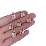 Enamel Neon Charm Heart Key Lock Pendant Zircon Jewelry Making