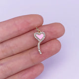 Enamel Neon Charm Heart Key Lock Pendant Zircon Jewelry Making