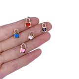 Enamel Neon Charm Heart Key Lock Pendant Zircon Jewelry Making