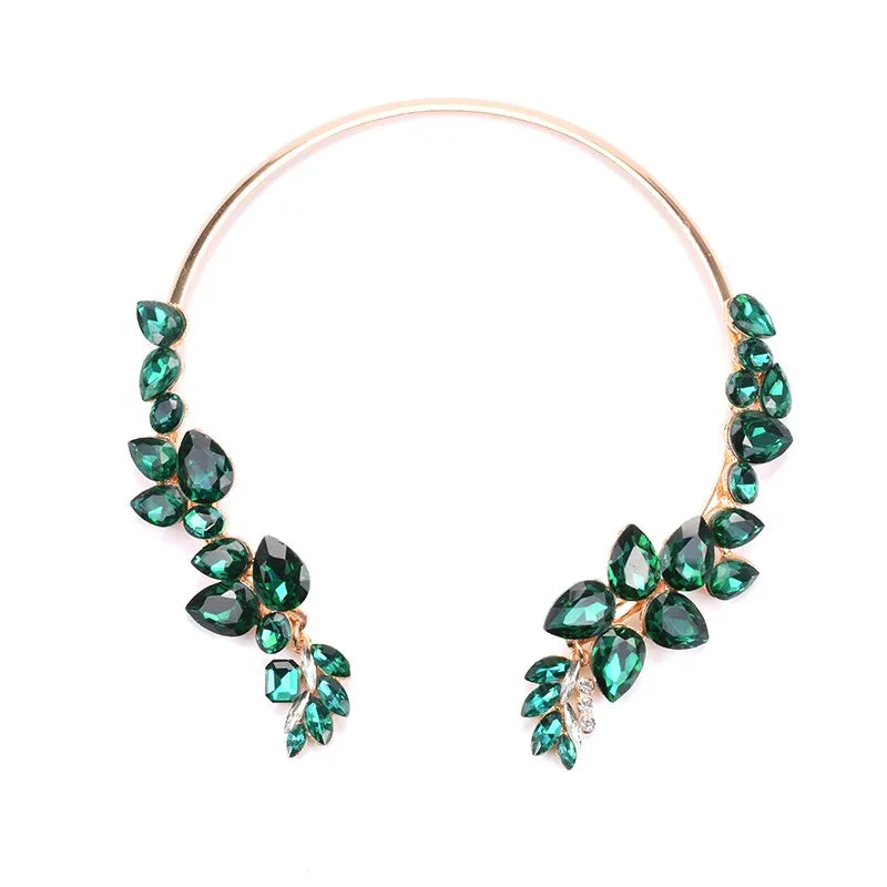 Crystal Open Choker Necklace Vintage Ethnic Statement Collar Jewelry