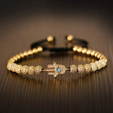Hamsa Fatima Hand Evil Eye Beads Bracelet Men Classic CZ