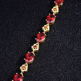 Red Garnet Stone Bracelet For Women Engagement Wedding Costume Jewelry
