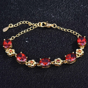 Red Garnet Stone Bracelet For Women Engagement Wedding Costume Jewelry