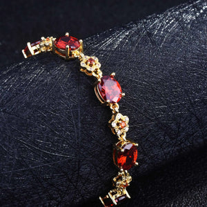 Red Garnet Stone Bracelet For Women Engagement Wedding Costume Jewelry