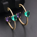 Colorful Heart Crystal Hoop Earrings