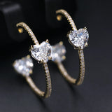 Colorful Heart Crystal Hoop Earrings