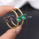 Colorful Heart Crystal Hoop Earrings