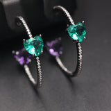 Colorful Heart Crystal Hoop Earrings
