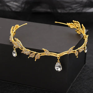Leaf Crystal Crown Head Hoop Bridal Wedding Hair Jewelry