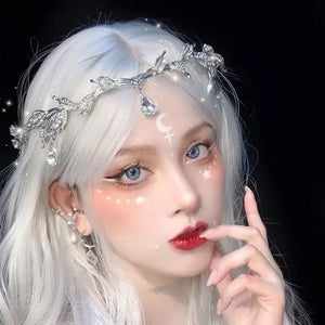 Leaf Crystal Crown Head Hoop Bridal Wedding Hair Jewelry