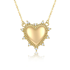 Love Heart 925 Silver Pendant Necklace Women Wedding Gift