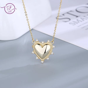Love Heart 925 Silver Pendant Necklace Women Wedding Gift